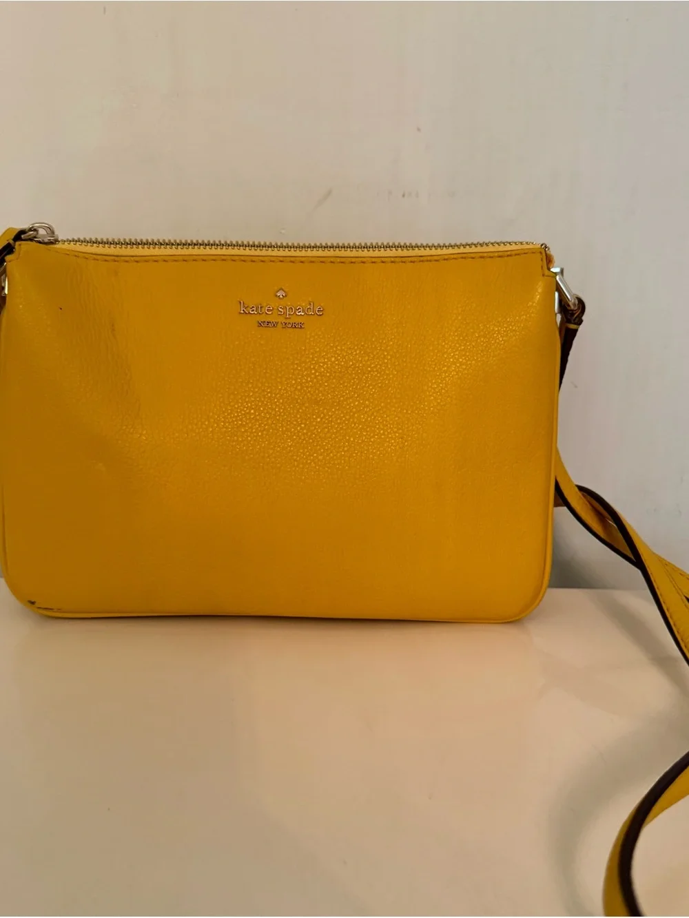 Kate Spade New York Sunshine Yellow Pebbled Leather Crossbody Bag (small Size)